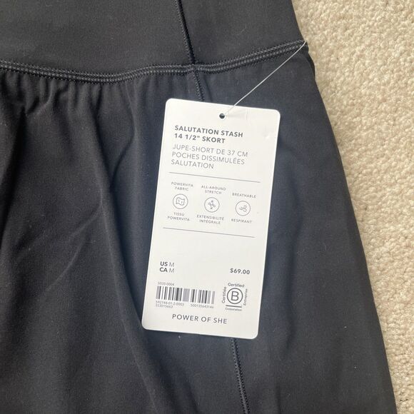 Athleta Skort Womens Medium Salutation Stash 14.5" Black Pickleball Tennis - Picture 2 of 6